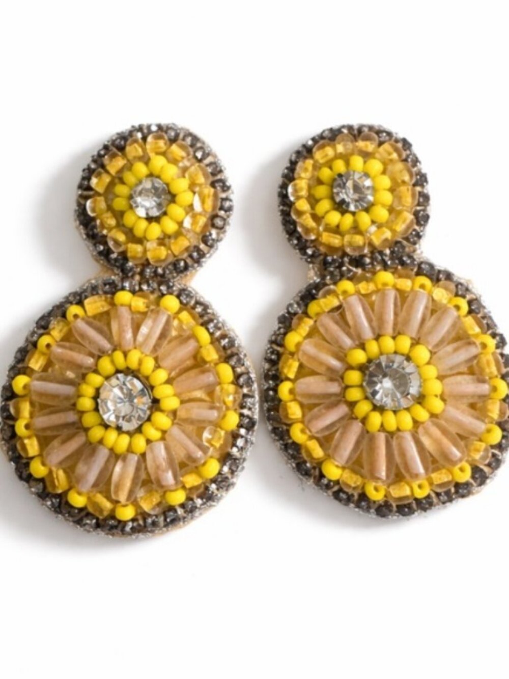 New! Anthropologie Sunshine Hand Beaded Post Earrings (3036) NWOT